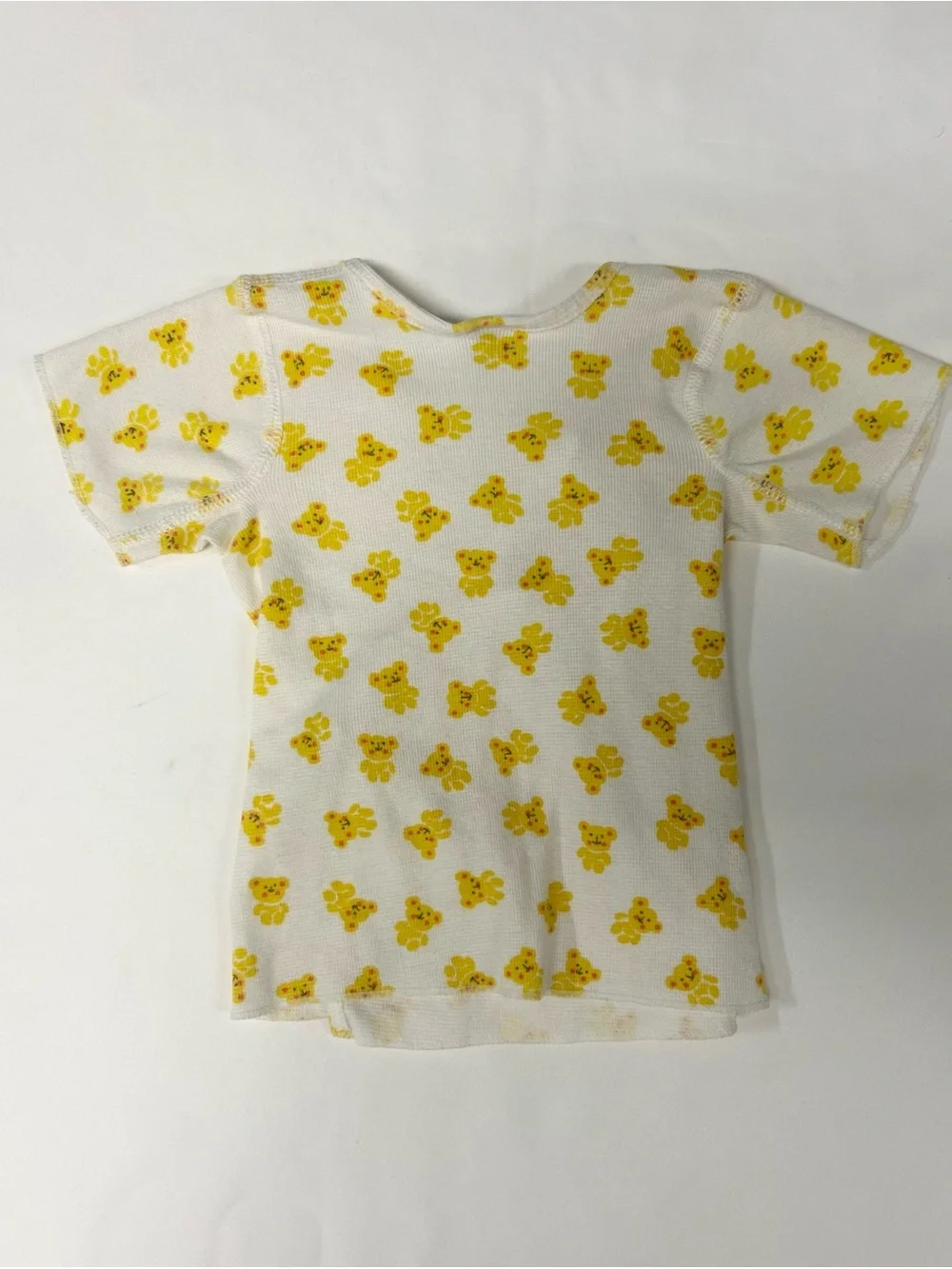 VTG 1980s Carter's Baby Wrap T-Shirt Teddy Bear Print Short Sleeve White/Yellow